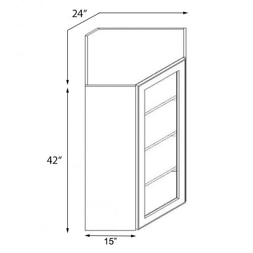 Ambrose Raised Panel Single Door Wall Diagonal Open Face Cabinet - 24"W x 42"H