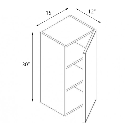 Ambrose Raised Panel Single Door Wall Cabinet - 15"W x 30"H