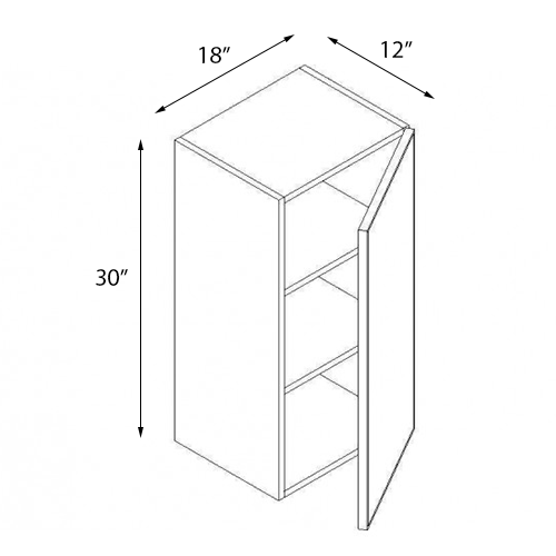 Ambrose Raised Panel Single Door Wall Cabinet - 18"W x 30"H