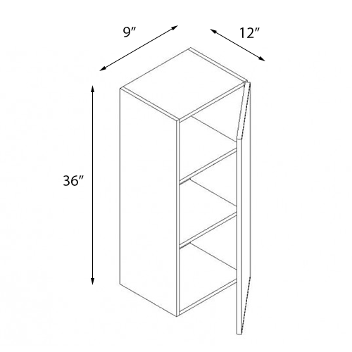 Ambrose Raised Panel Single Door Wall Cabinet - 9"W x 36"H