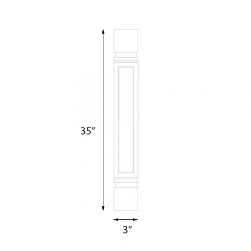 Ambrose Raised Panel Square Spool - 3"W x 35"H