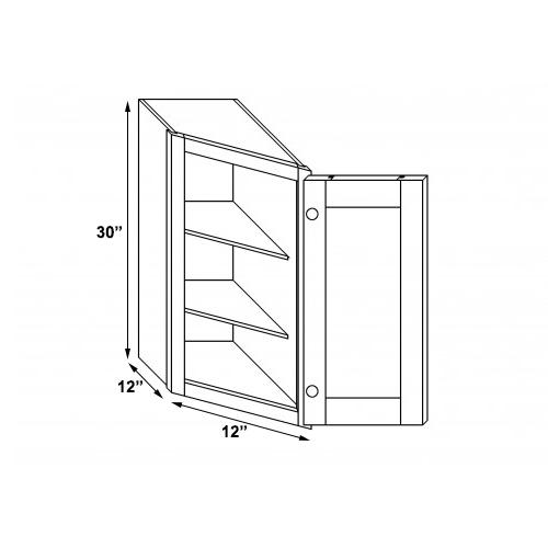 Ambrose Raised Panel Wall End Angle With Right Door - 12"W x 30"H