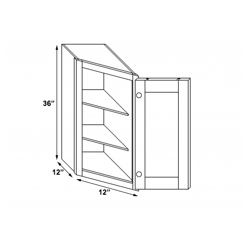 Ambrose Raised Panel Wall End Angle With Right Door - 12"W x 36"H