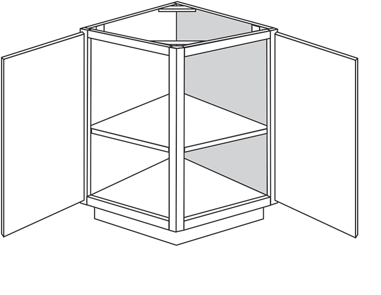Windon Slab Single Door Angle Base Cabinet 24"W