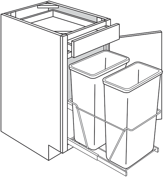Windon Slab Single Door Base Cabinet w/ Trash Pullout 18"W