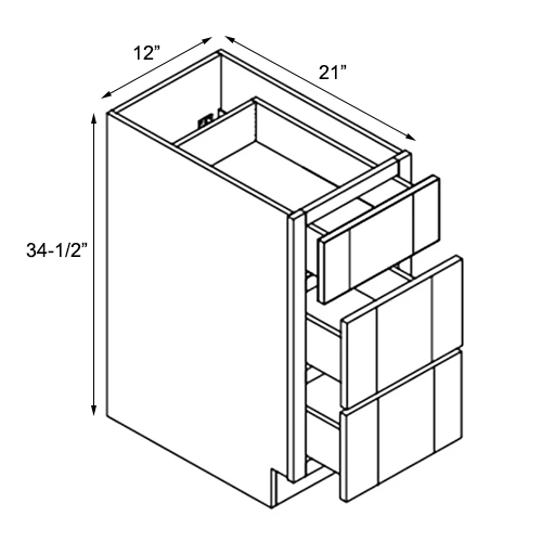 Dove White Vanity Base Drawer Cabinet - 12"W x 34-1/2"H