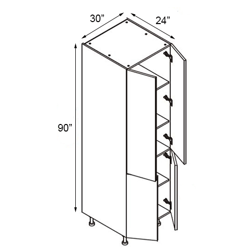 Lacquer White Four Door Pantry Cabinet - 30"W x 90"H