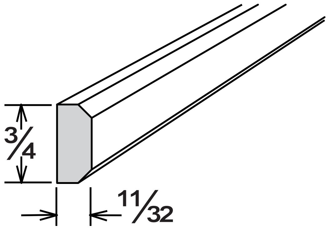 Smokey Grey Molding Insert 3/4" X 11/32" X 96"