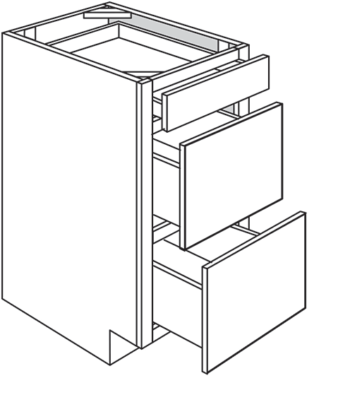 Windon Slab Three Drawer Base Cabinet 15"W