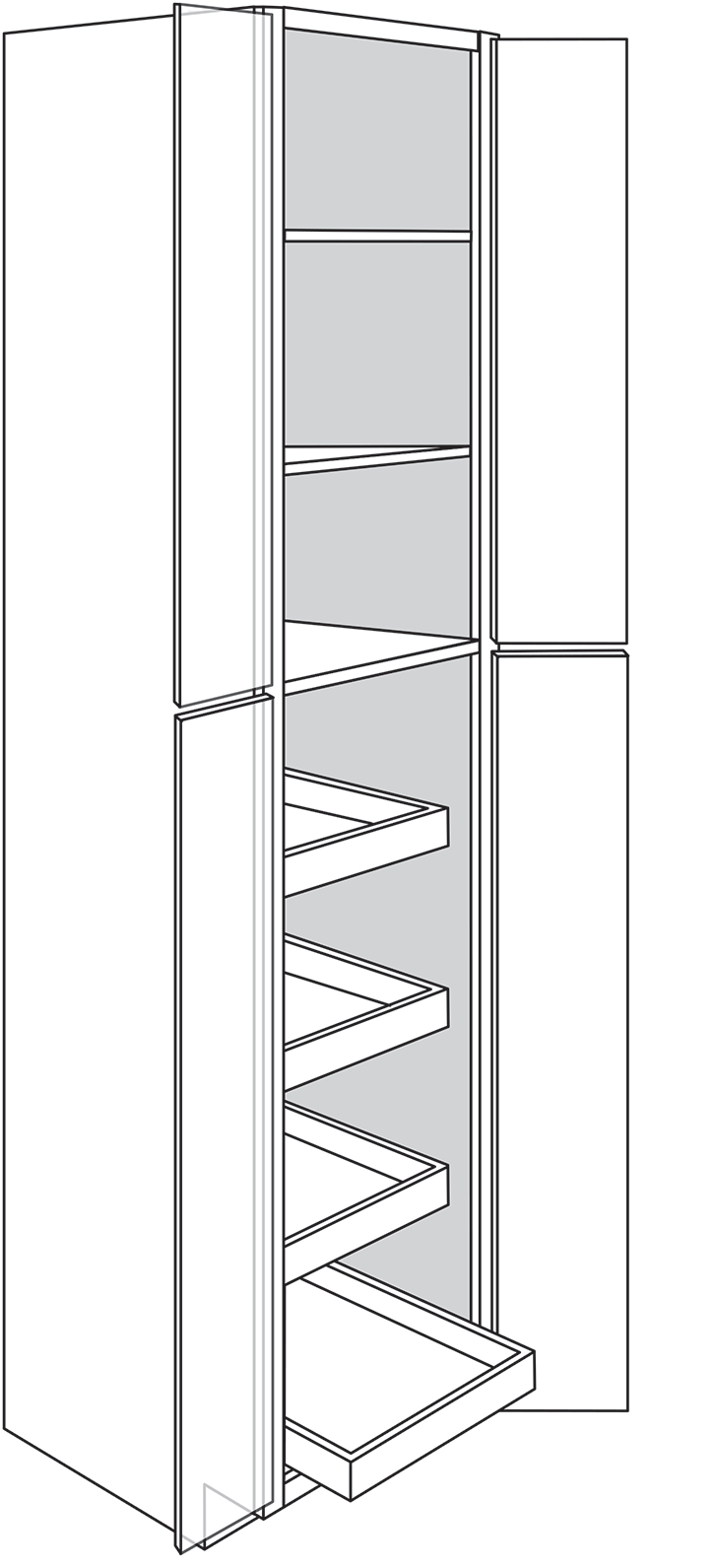 Villanova Shaker 4-Door Pantry Cabinet w/ 4 Soft-Close Rollout Trays 24"W x 96"H