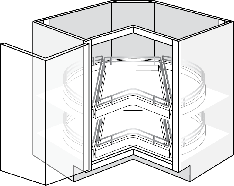 Villanova Shaker Single Bi-Fold Door Lazy Susan Cabinet w/ 2 Pullouts 36"W