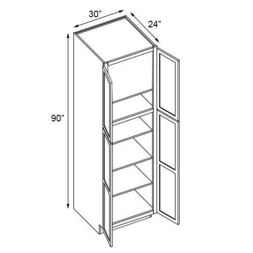 Florence White Shaker Double Door Pantry Cabinet - 30"W x 90"H