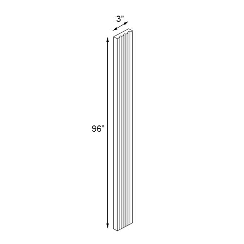 Florence White Shaker Fluted Filler - 3"W x 96"H