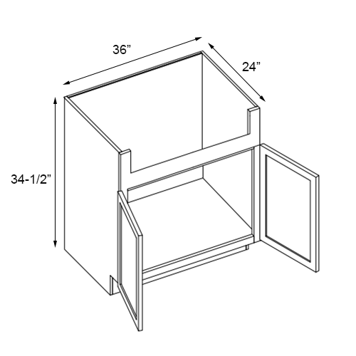 Weston Espresso Shaker Double Door Farm Sink Base Cabinet - 36"W x 34-1/2"H