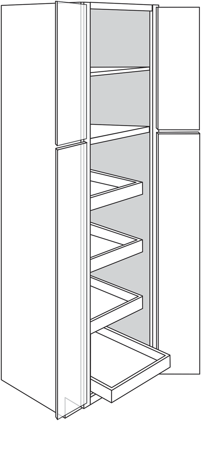 Springfield Slab 4-Door Pantry Cabinet w/ 4 Soft-Close Rollout Trays 30"W x 90"H