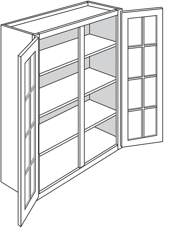 Springfield Slab Double-Door Wall Cabinet w/ Glass Door 30"W x 42"H