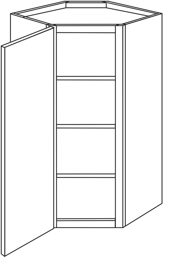 Springfield Slab Single Door Diagonal Wall Cabinet 24"W x 42"H