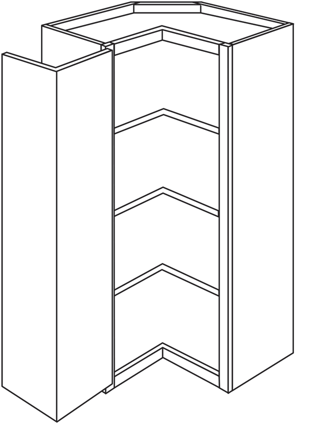 Springfield Slab Single Door Square Corner Wall Cabinet 24"W x 36"H