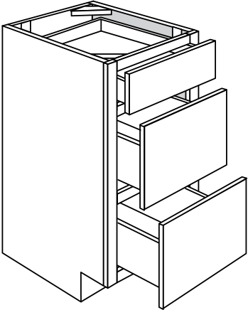 Springfield Slab Three Drawer Vanity Cabinet 15"W