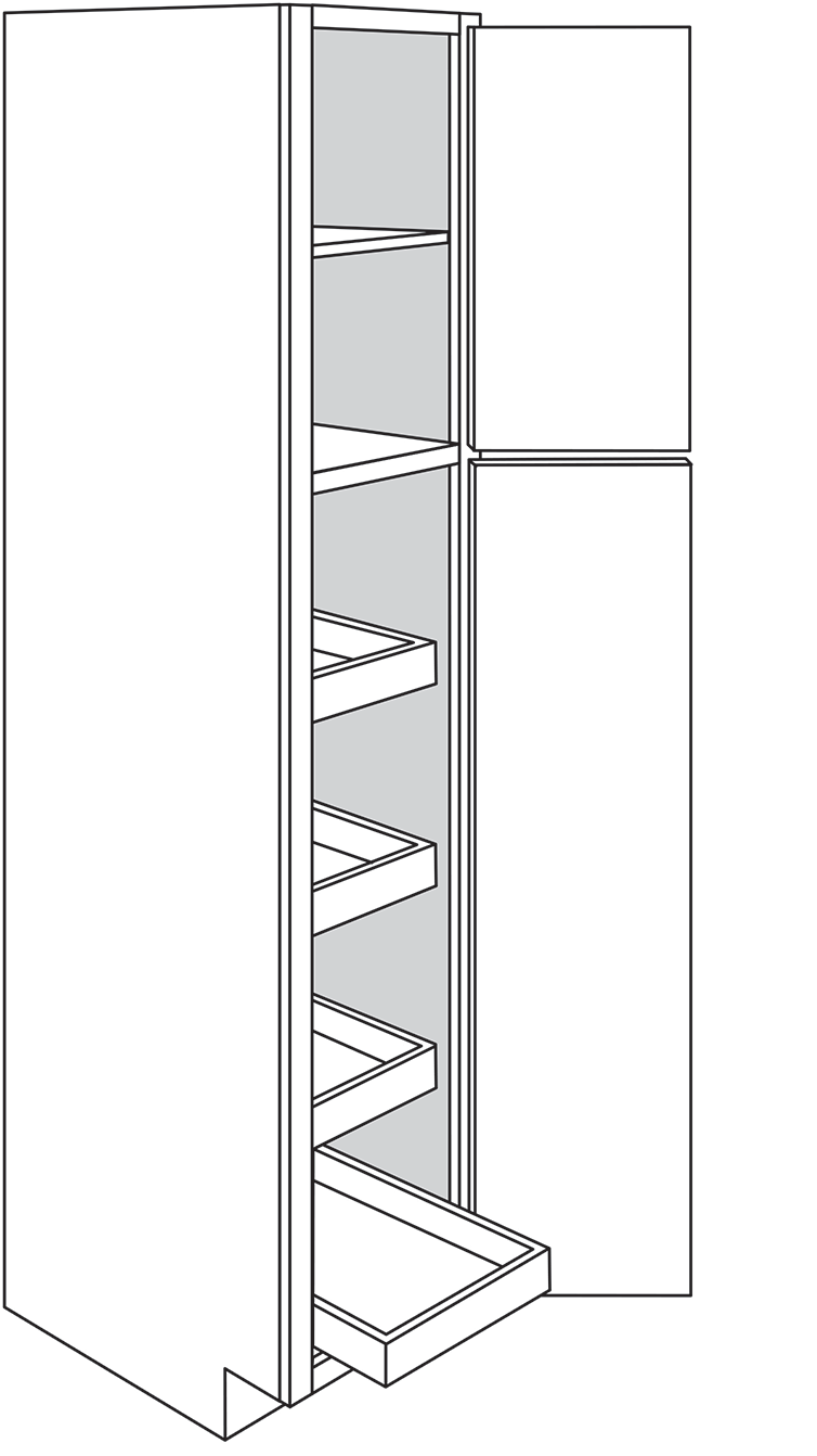 Rustic Shaker Double-Door Pantry Cabinet w/ 4 Soft-Close Rollout Trays 18"W x 84"H