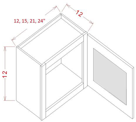 Cinder Shaker Wall Glass Door Cabinet- 18"W X 12"H X 12"D