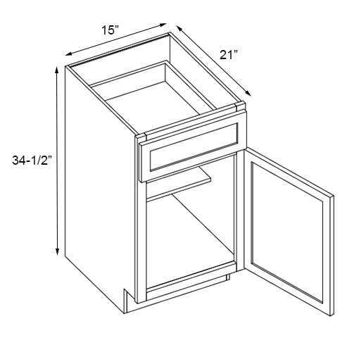 Weston Sand Shaker Single Door Base Vanity Cabinet - 15"W x 34-1/2"H