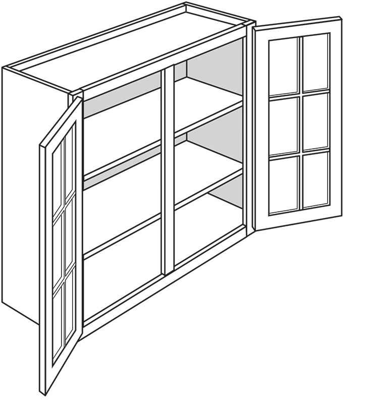 Springfield Shaker Double-Door Wall Cabinet w/ Glass Door 36"W x 30"H
