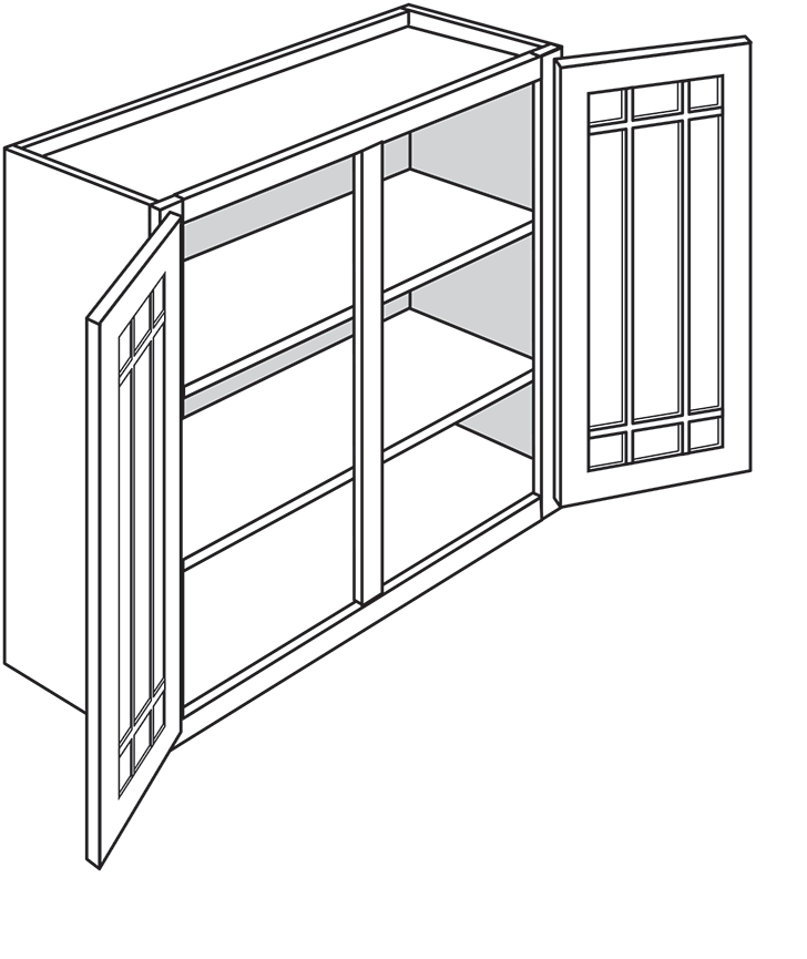 Radnor Shaker Double-Door Wall Cabinet w/ Prairie Glass Door 30"W x 30"H