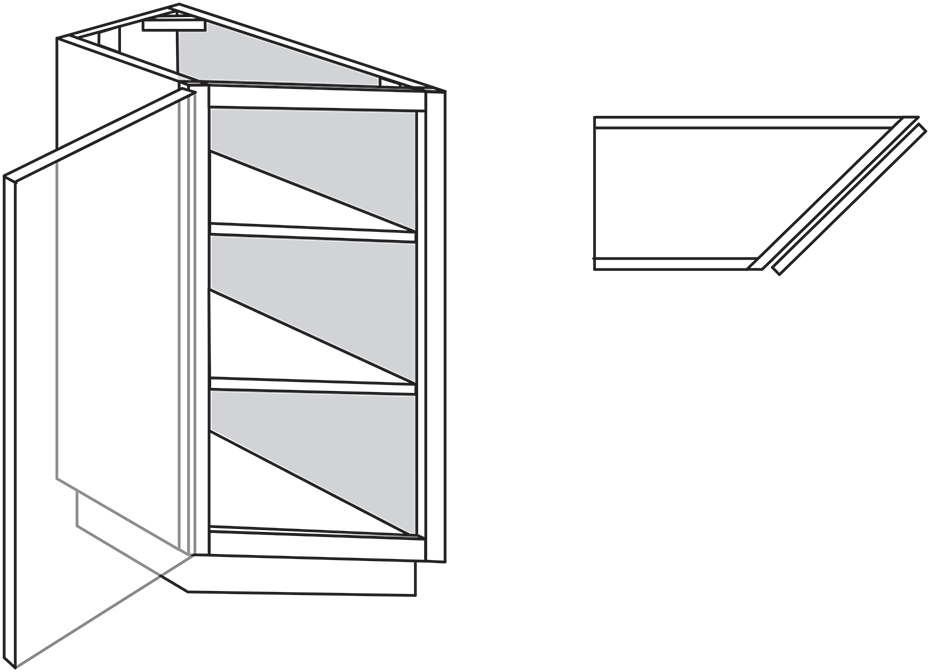 Radnor Shaker Single Door Transition Base Cabinet  12"W