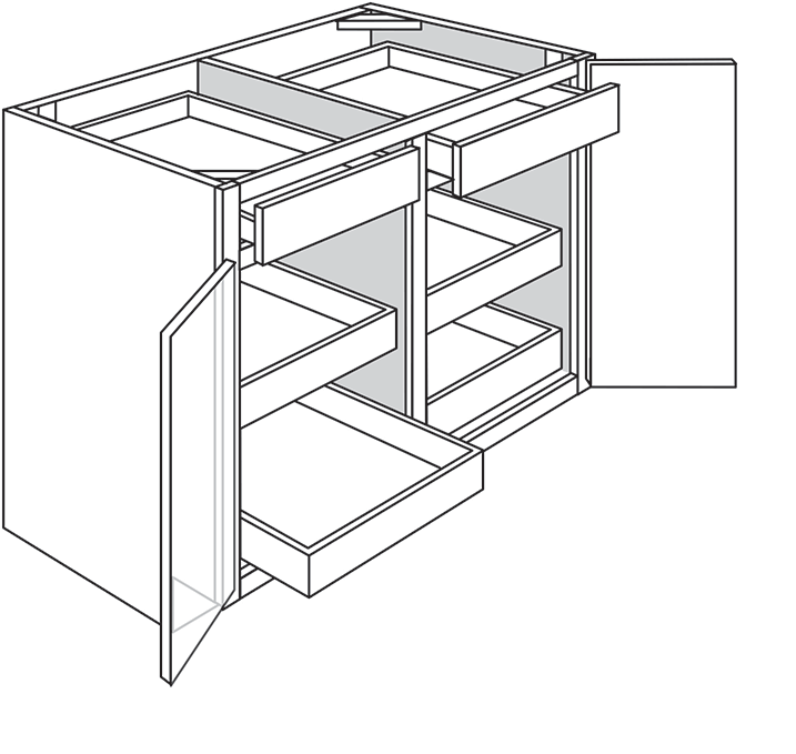 Radnor Shaker Double-Door Base Cabinet w/ 4 Soft-Close Rollout Trays 42"W