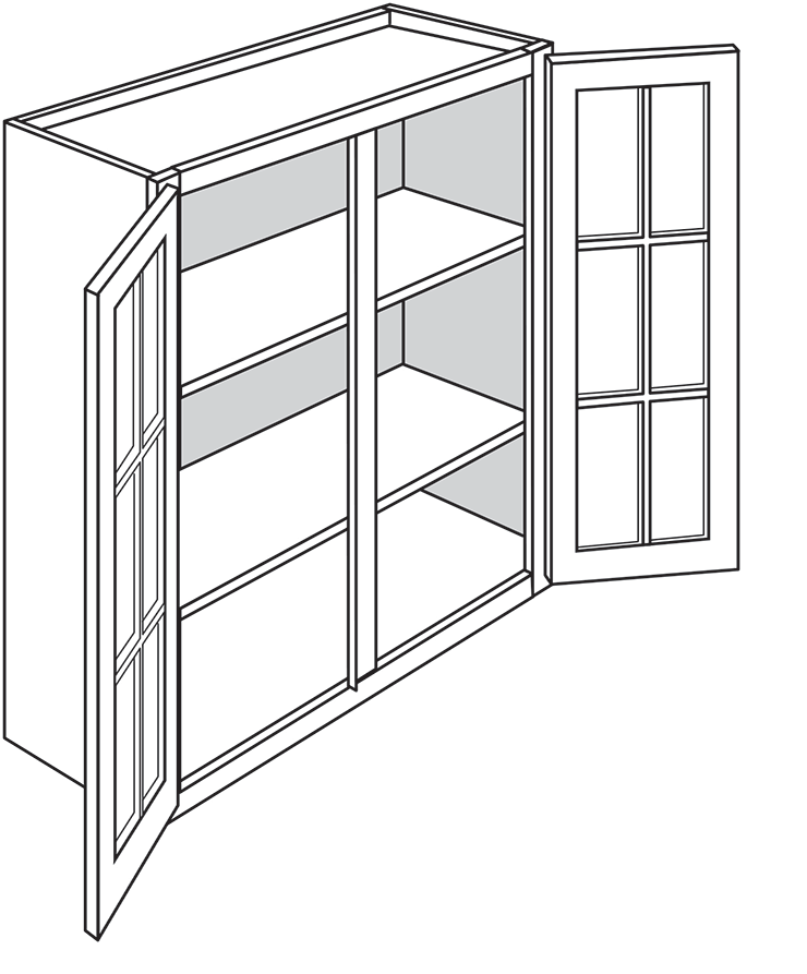 Radnor Shaker Double-Door Wall Cabinet w/ Glass Door 30"W x 36"H