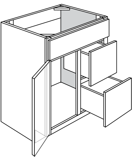 Springfield Recessed Single-Door Vanity Cabinet W/ 2x Drawers 30"W