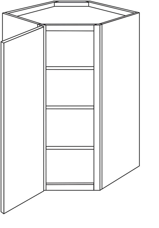 Radnor Shaker Single Door Diagonal Wall Cabinet 27"W x 42"H