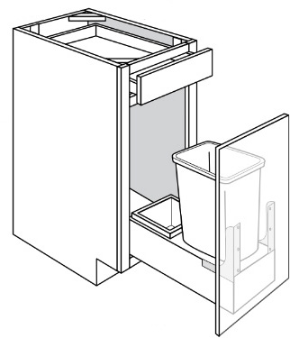 Springfield Shaker Single Door Base Cabinet w/ Soft-Close Trash Pullout 15"W