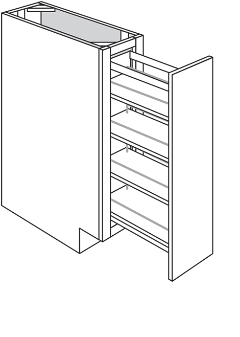 Springfield Shaker Single Door Full-Height Base Cabinet w/ Pullout 9"W