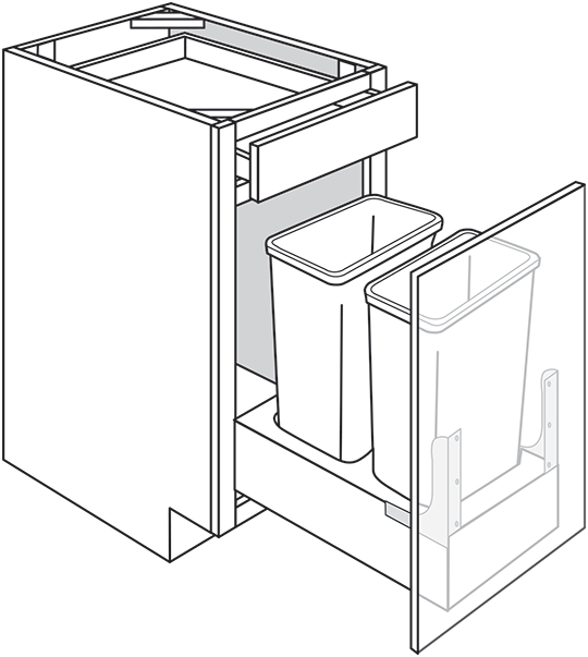 Radnor Slab Single Door Base Cabinet w/ Soft-Close Trash Pullout 18"W