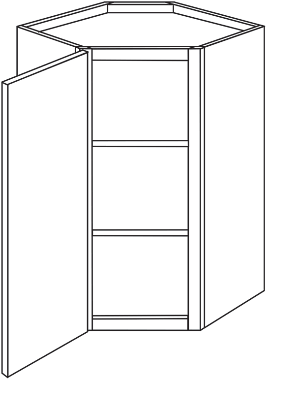 Radnor Slab Single Door Diagonal Wall Cabinet 24"W x 36"H