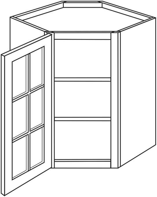 Devon Slab Glass Door for Wall Diagonal Cabinet 24"W x 30"H