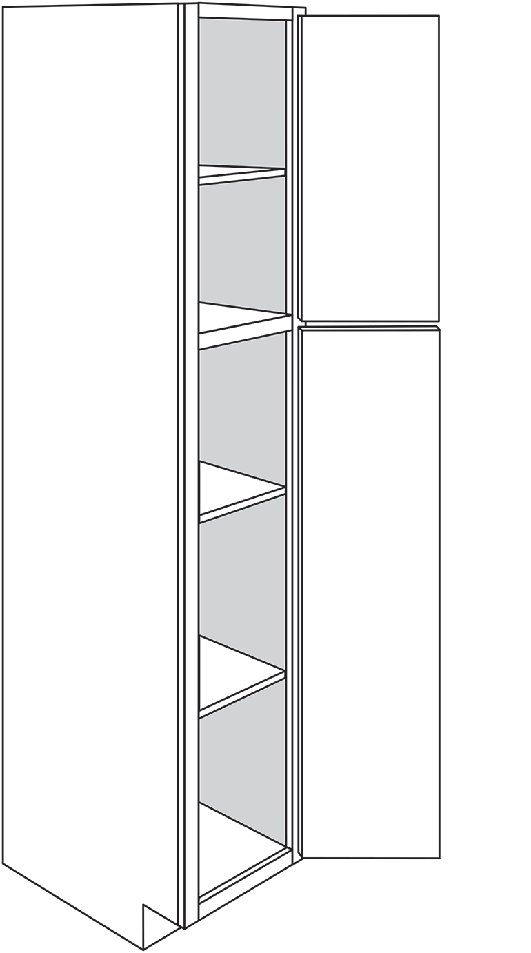 Newtown Shaker Double-Door Pantry Cabinet 18"W x 84"H