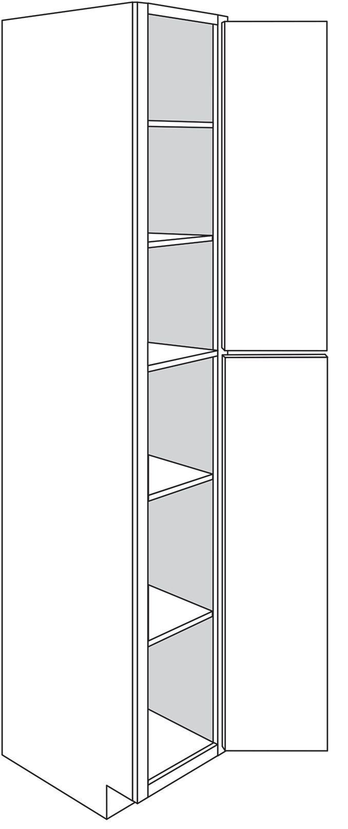 Newtown Shaker Double-Door Pantry Cabinet 18"W x 96"H