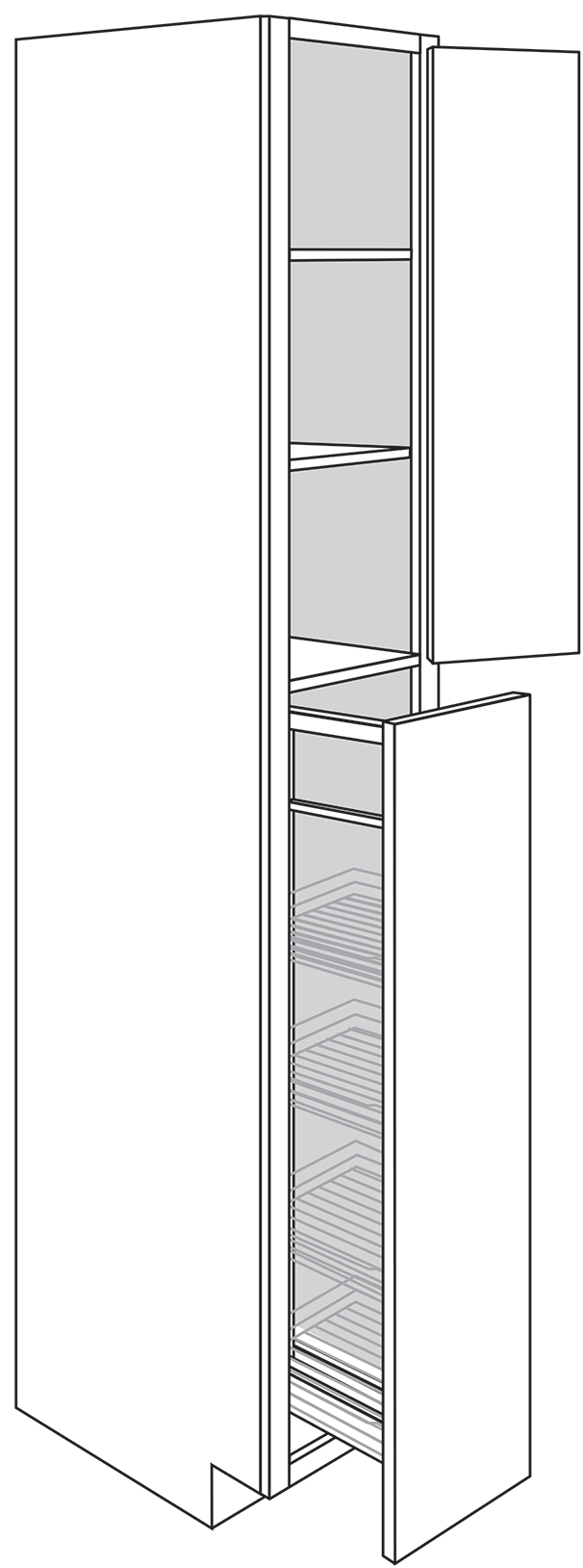 Gladwyne Raised Double-Door Pantry Cabinet w/ Pullout 18"W x 96"H