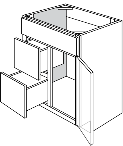 Radnor Slab Single-Door Vanity Cabinet W/ 2x Drawers 30"W