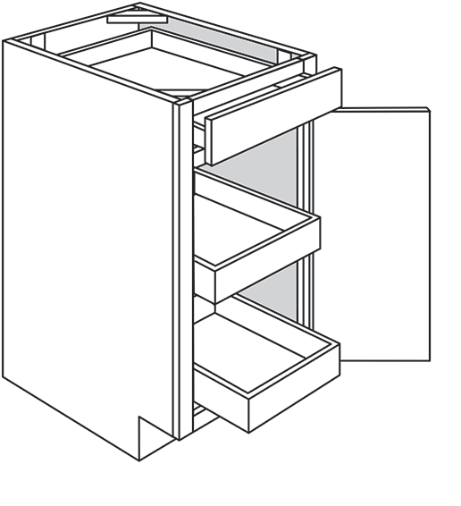Gladwyne Raised Single Door Base Cabinet w/ 2 Soft-Close Rollout Trays 15"W