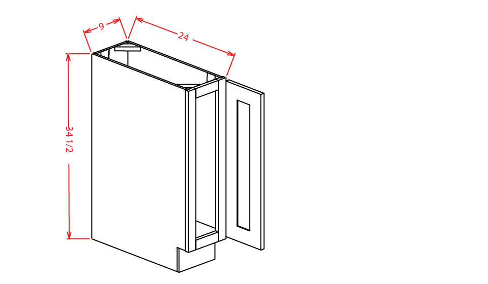Frosted White Shaker Base Full Height Door - 9"W