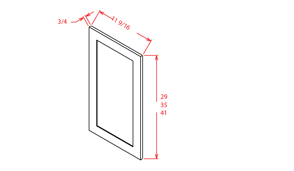Frosted White Shaker Wall Decorative Door Panel - 11-1/2"W X 41"H