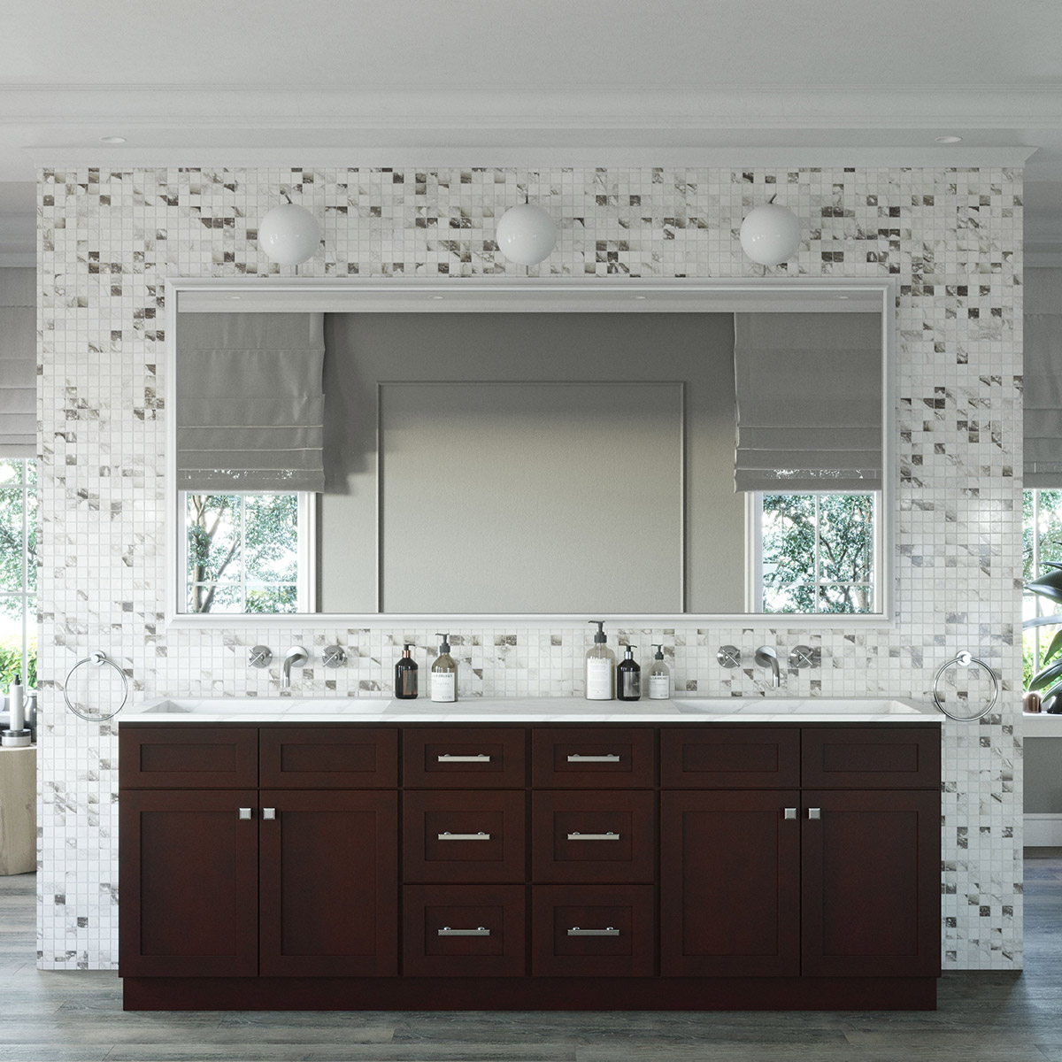 4-Piece Weston Espresso Shaker 96" Vanity Set #3