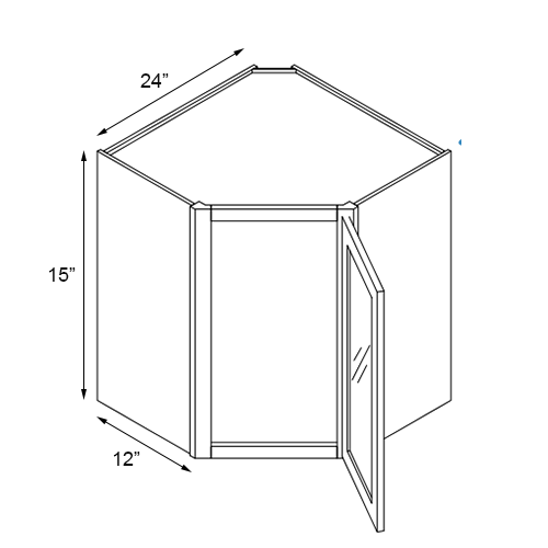 Grizzly Shaker 15" Corner Wall Stacking Cabinets - 24" W