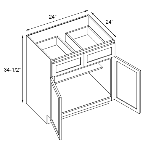 Primary White Shaker Double Door Standard Base Cabinet - 24" W