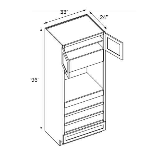 Primary White Shaker Oven Cabinet - 33" W x 96" H