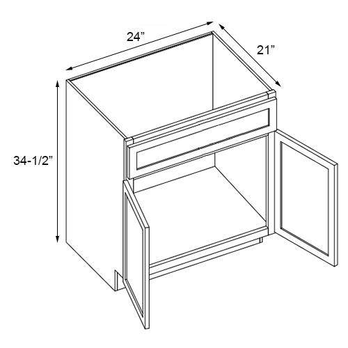 Primary White Shaker Double Door Vanity - 24" W x 34.5" H x 21"
